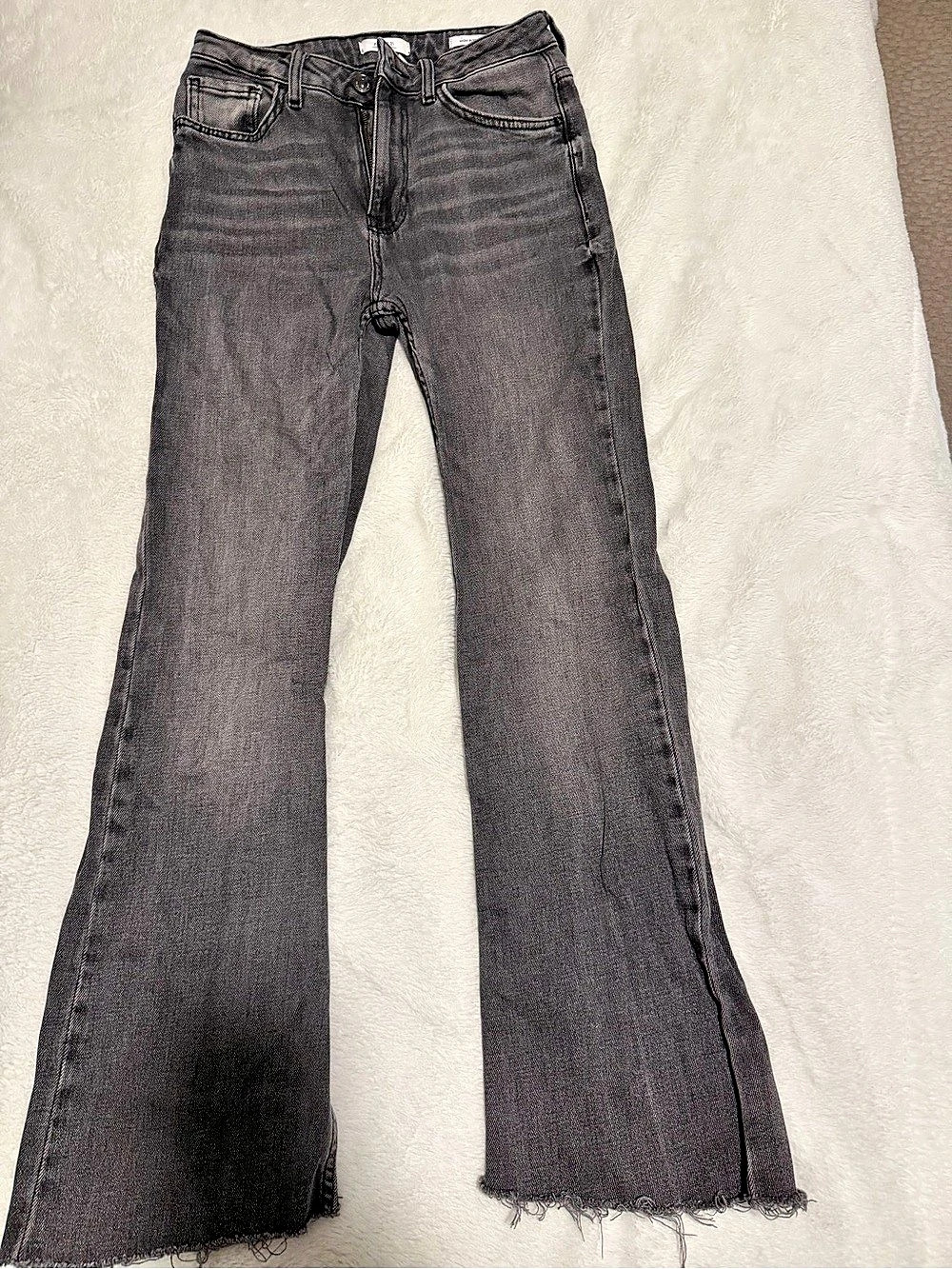 Forever 21 High Rise Flare Jeans Gray Flare Jeans